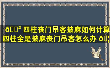 🌲 四柱丧门吊客披麻如何计算,四柱全是披麻丧门吊客怎么办 🦄